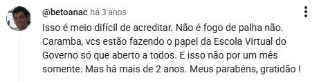 Depoimento 8 de aluno sobre o Moodle gratuito EnsineOnline